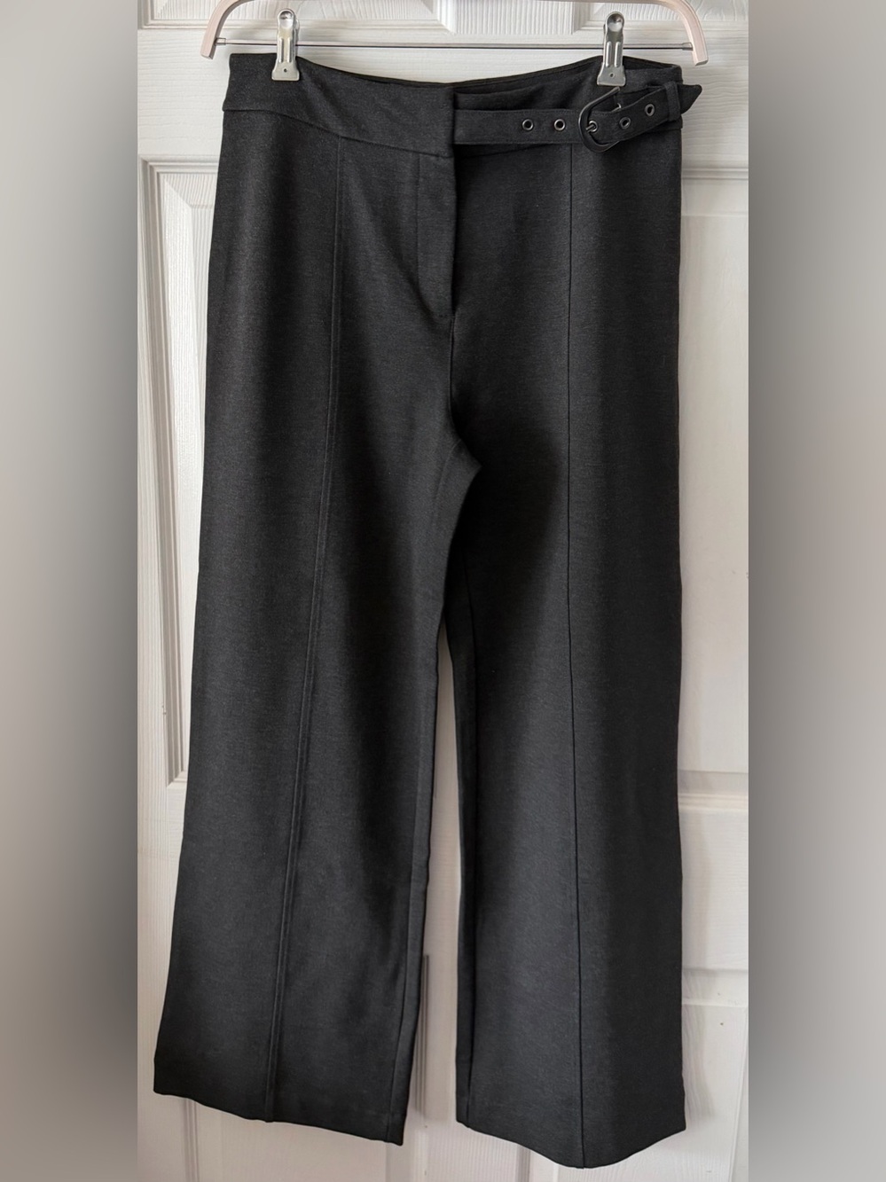 NWT Elie Tahari Black Pull-On Wide-Leg Pants with Belt Detail